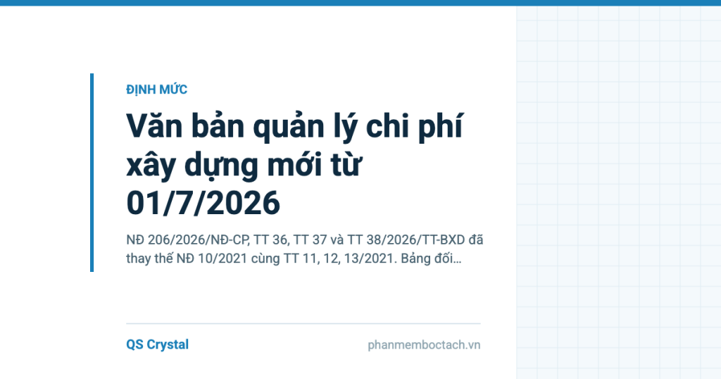 Văn bản quản lý chi phí xây dựng mới từ 01/7/2026